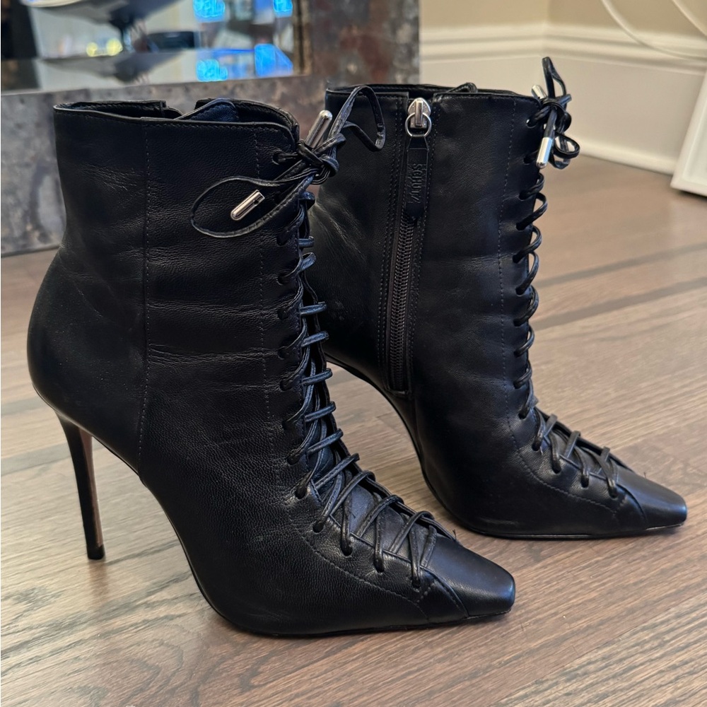 Schutz black lace up boots
